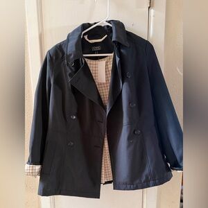 Dennis Basso Black Double-Breasted Trench Coat